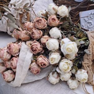 Vintage Rosen Zweig mit 5 Blüten