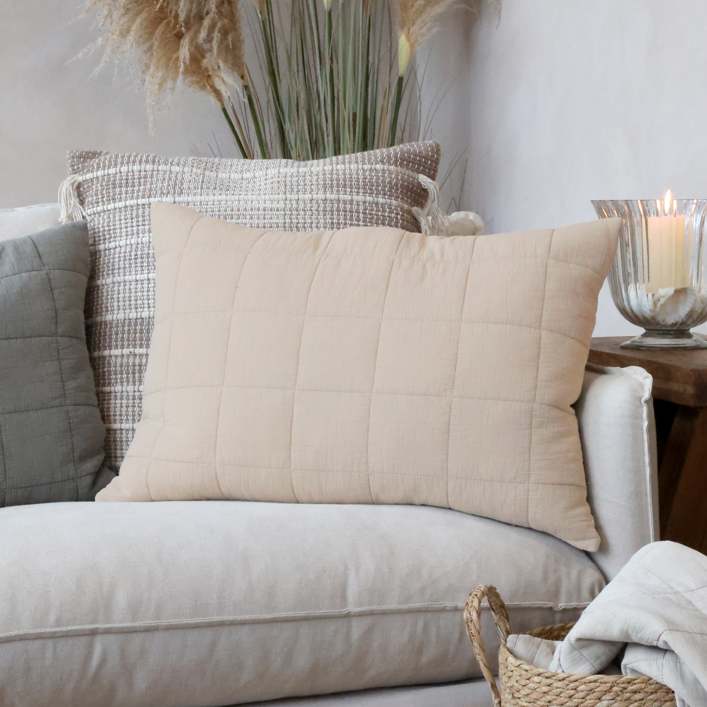 Kissenbezug 60×40 cm in Leinenfarbe aus 100 % Baumwolle von Chic Antique.
