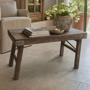 Antiker Markttisch Antiquité Holz 92x61x53 cm in rustikaler Vintage‑Optik.
